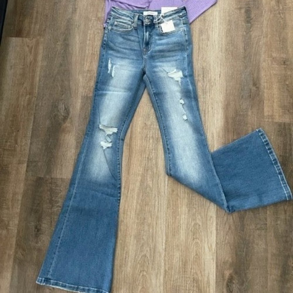 Zenana Distressed Flare